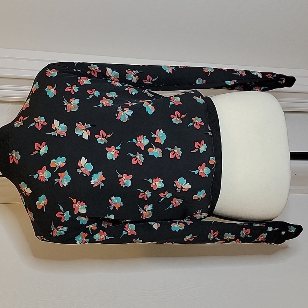 Charlotte Russe Black Floral Nylon Bomber Jacket Sz Small - Picture 3 of 6